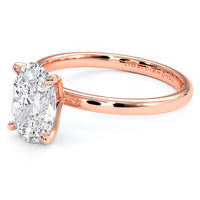 2.07ct GIA Certified Oval Cut Petite Wire Solitaire Lab Grown Diamond Engagement Ring set in 14k Rose Gold