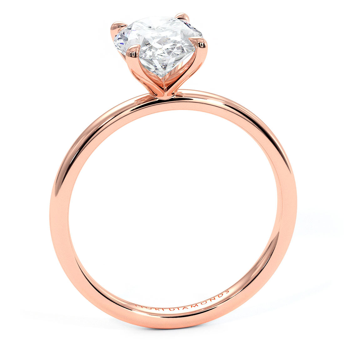 2.07ct GIA Certified Oval Cut Petite Wire Solitaire Lab Grown Diamond Engagement Ring set in 14k Rose Gold