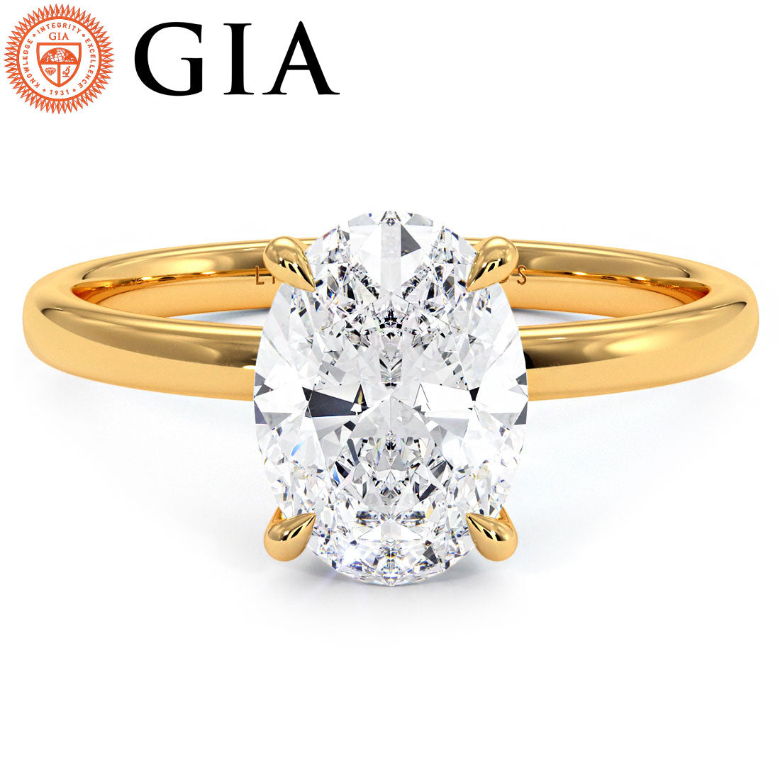 2 Carat Oval Cut Petite Wire Solitaire