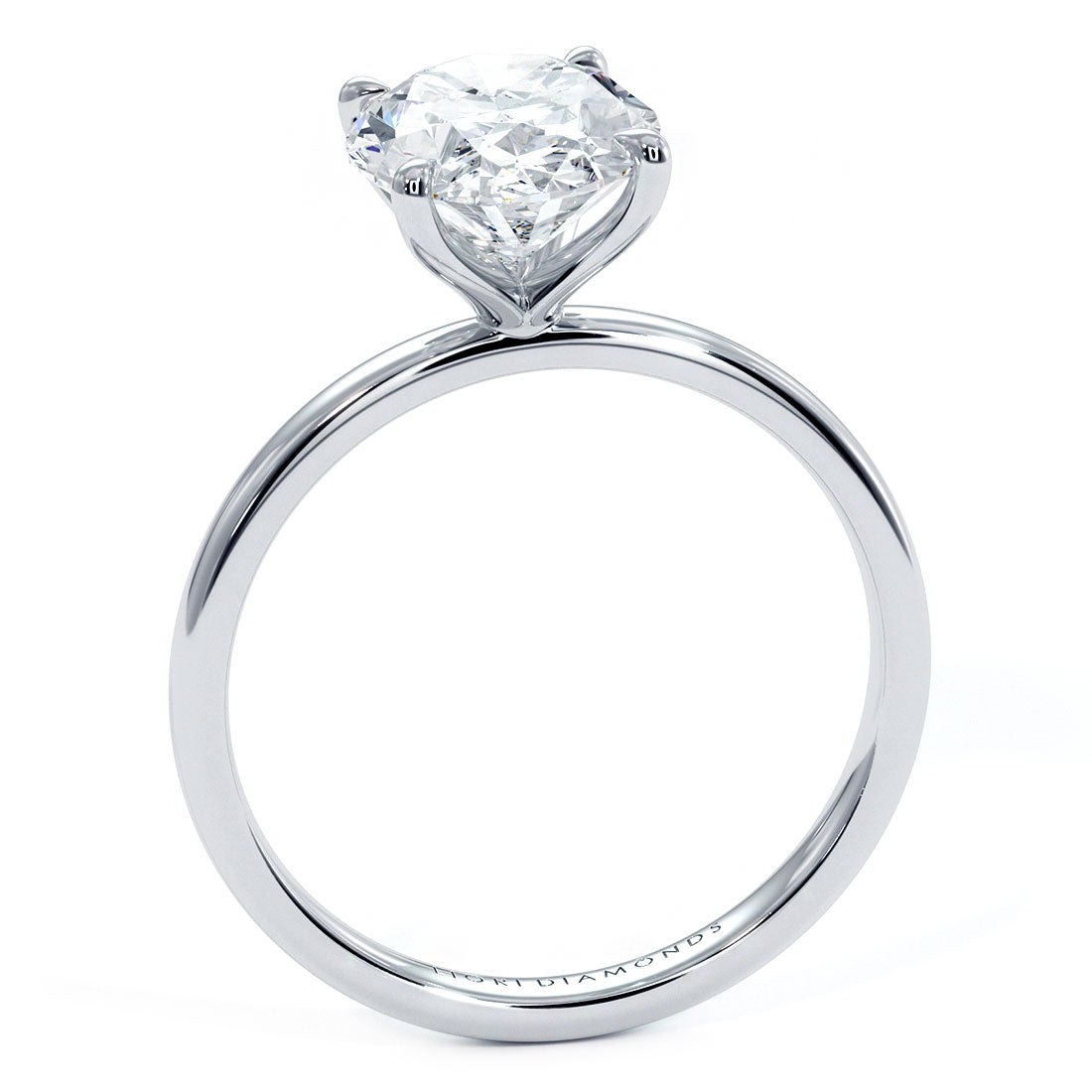 2.64ct GIA Certified Oval Cut Petite Wire Solitaire Lab Grown Diamond Engagement Ring set in Platinum