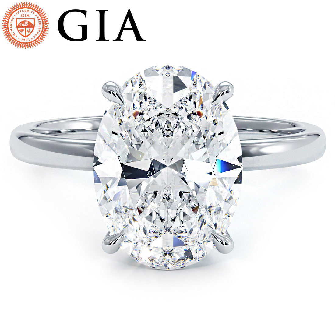 4 Carat Oval Cut Petite Wire Solitaire