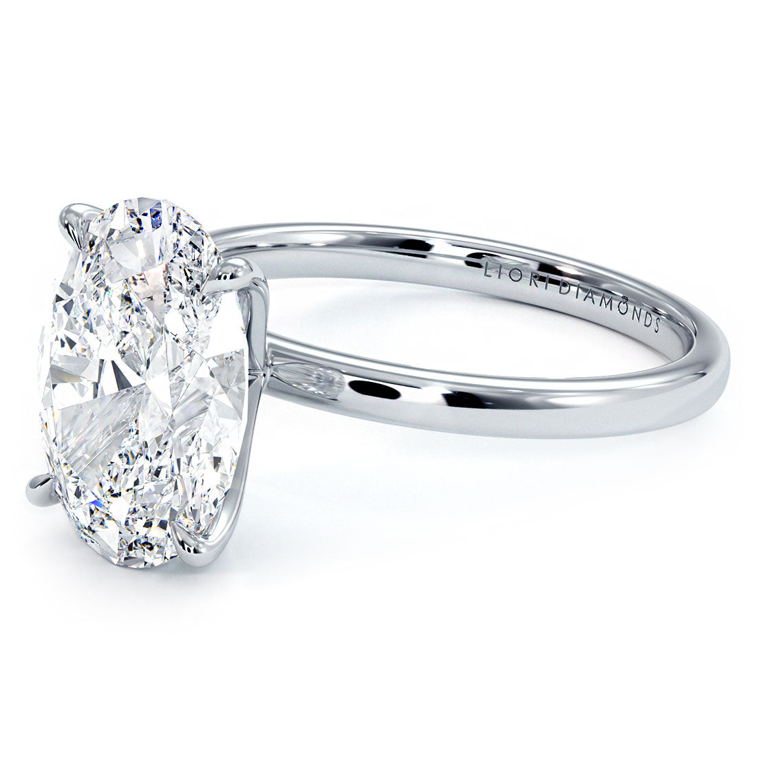 4 Carat Oval Cut Petite Wire Solitaire