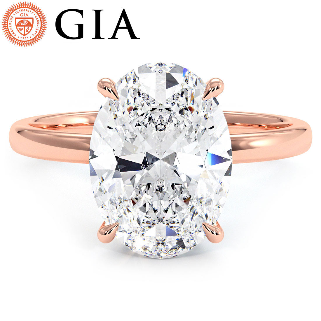 4 Carat Oval Cut Petite Wire Solitaire