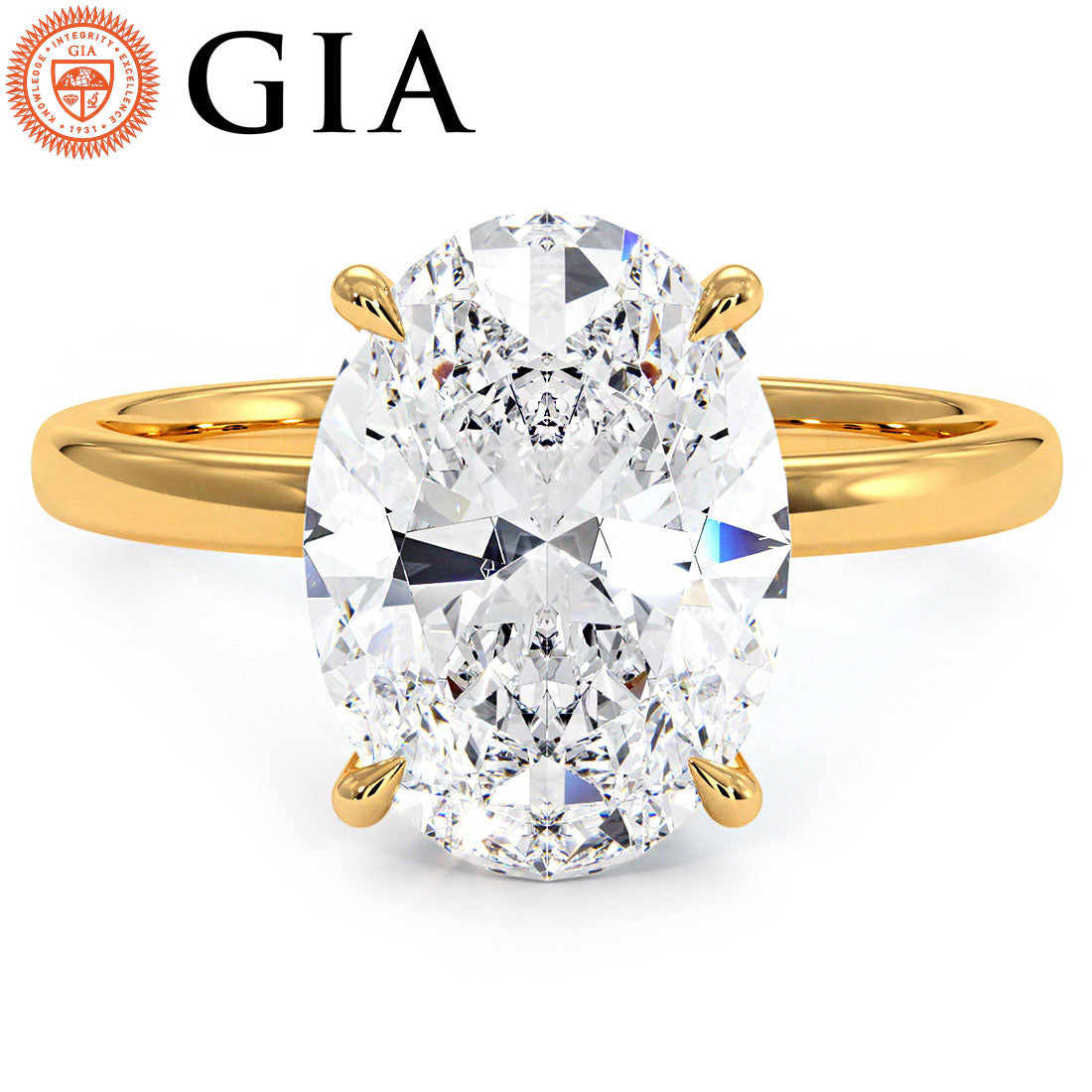 4 Carat Oval Cut Petite Wire Solitaire