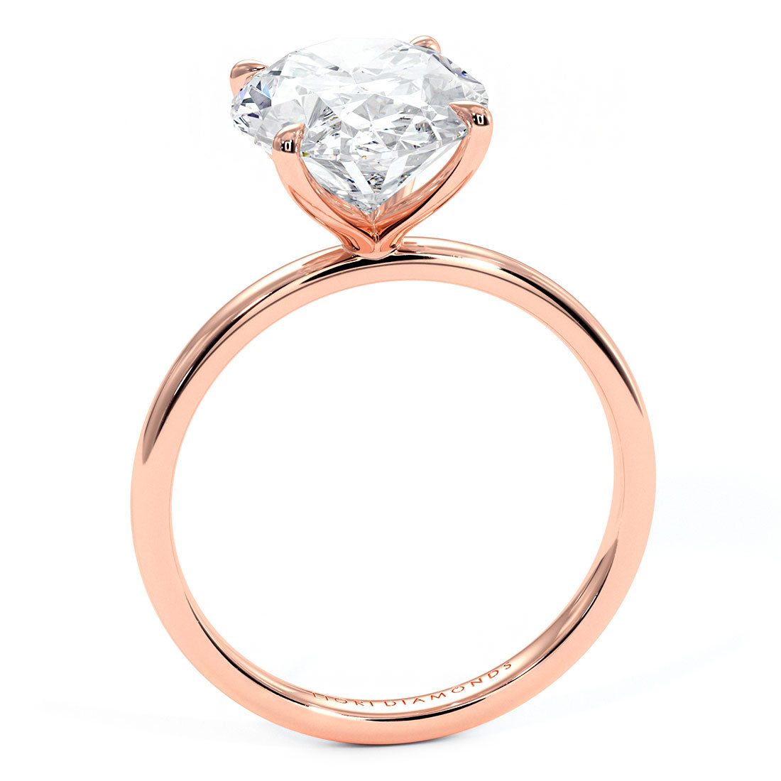 5.03 Carat GIA Certified Oval Cut Petite Wire Solitaire Lab Grown Diamond Engagement Ring set in 14k Rose Gold