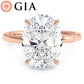 5.03 Carat GIA Certified Oval Cut Petite Wire Solitaire Lab Grown Diamond Engagement Ring set in 14k Rose Gold