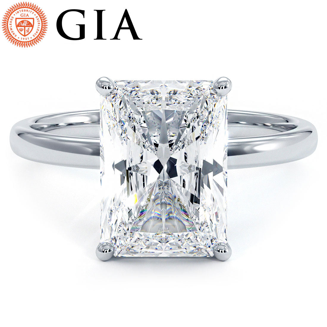 3 Carat Radiant Cut Petite Wire Basket Solitaire