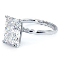 4.23 Carat GIA Certified Radiant Cut Petite Wire Solitaire Lab Grown Diamond Engagement Ring set in Platinum