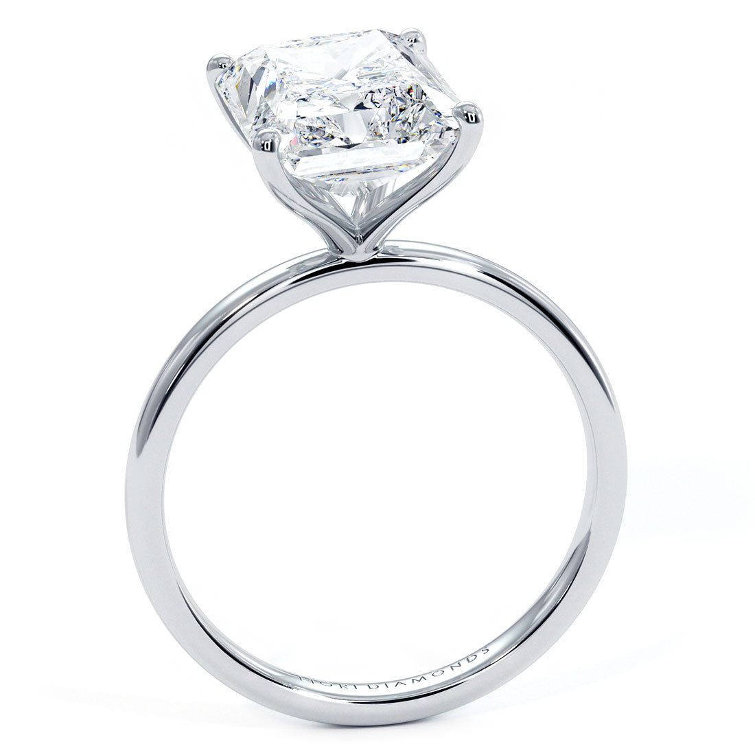 4.53 Carat GIA Certified E-VVS2 Radiant Cut Petite Wire Solitaire Lab Grown Diamond Engagement Ring set in 14k White Gold
