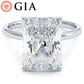 4.23 Carat GIA Certified Radiant Cut Petite Wire Solitaire Lab Grown Diamond Engagement Ring set in 14k White Gold