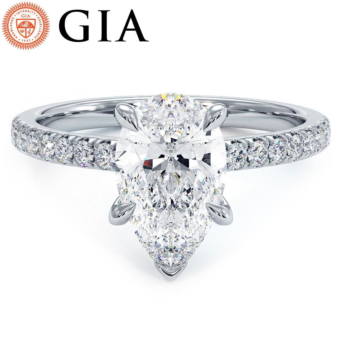 1.5 Carat Pear Shape Petite Micropavé