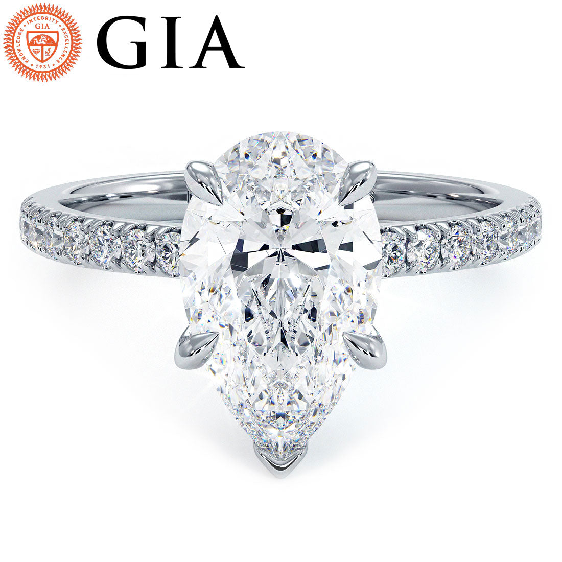 2 Carat Pear Shape Petite Micropavé