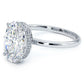 3.37ctw GIA Certified Oval Cut Petite Under Halo Lab Grown Diamond Engagement Ring set in Platinum