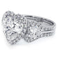 4.50ctw Heart Shape Three stone Halo Lab Grown Diamond Engagement Ring set in 14k White Gold