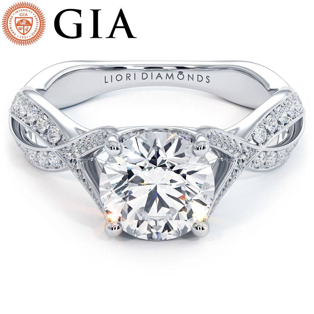 1 Carat Round Brilliant Cathedral Micropavé Infinity Twist