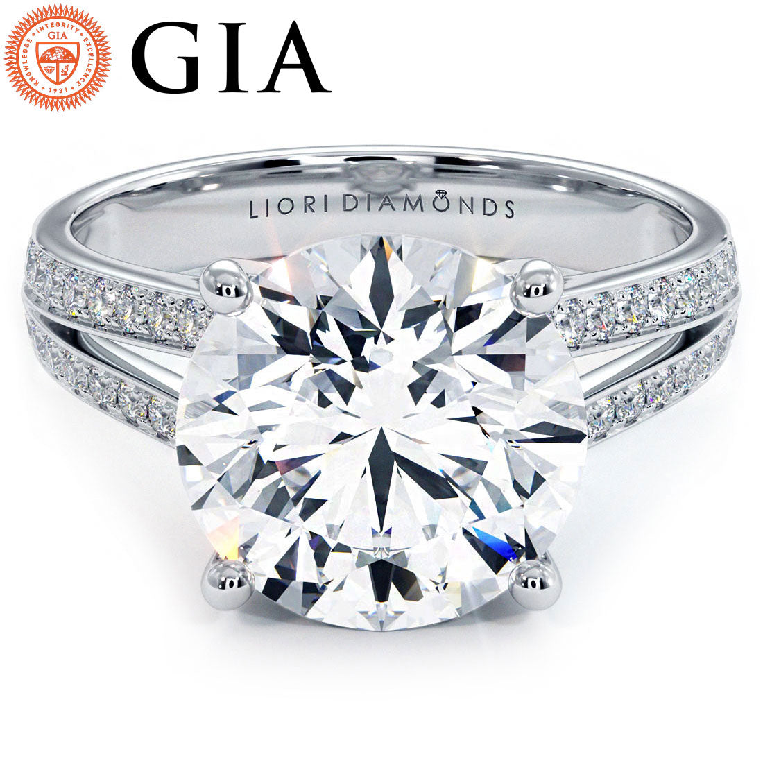 3.5 Carat Round Brilliant Micropavé Split Shank