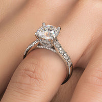 3.26ctw GIA Certified Round Brilliant Cathedral Heart Shape Gallery Lab Grown Diamond Engagement Ring 14k White Gold