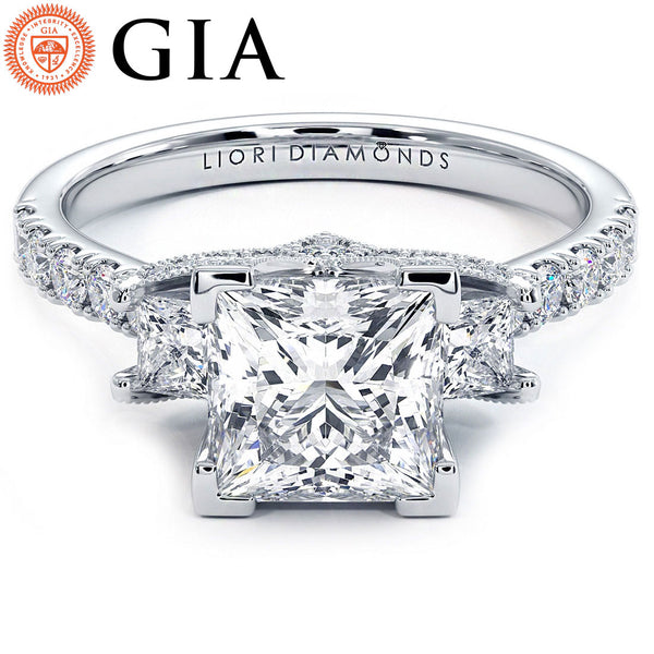 1.5 Carat Princess Cut Three Stone