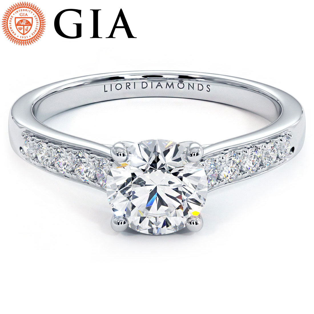 1 Carat Round Brilliant Cathedral Graduated Micropavé