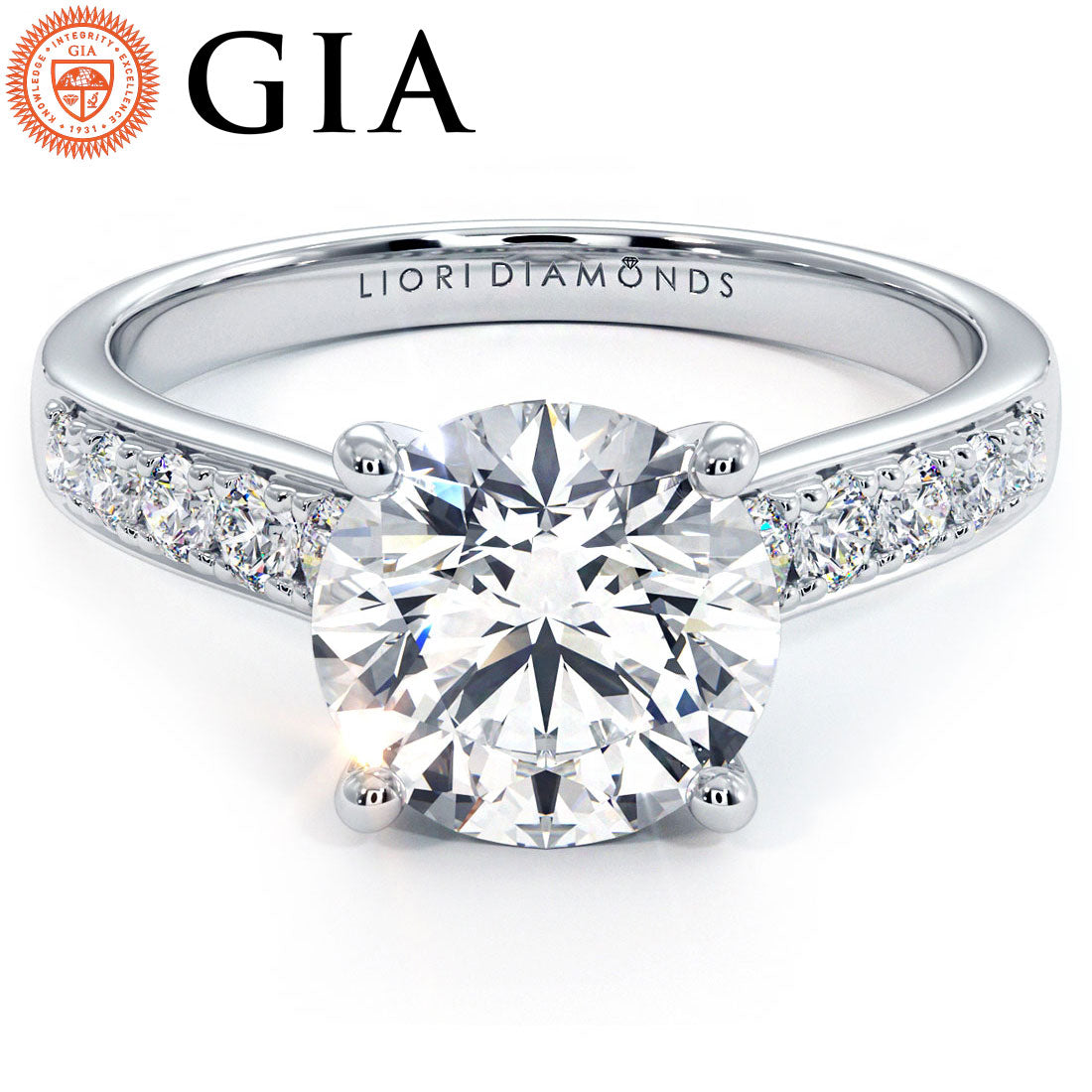 2 Carat Round Brilliant Cathedral Graduated Micropavé