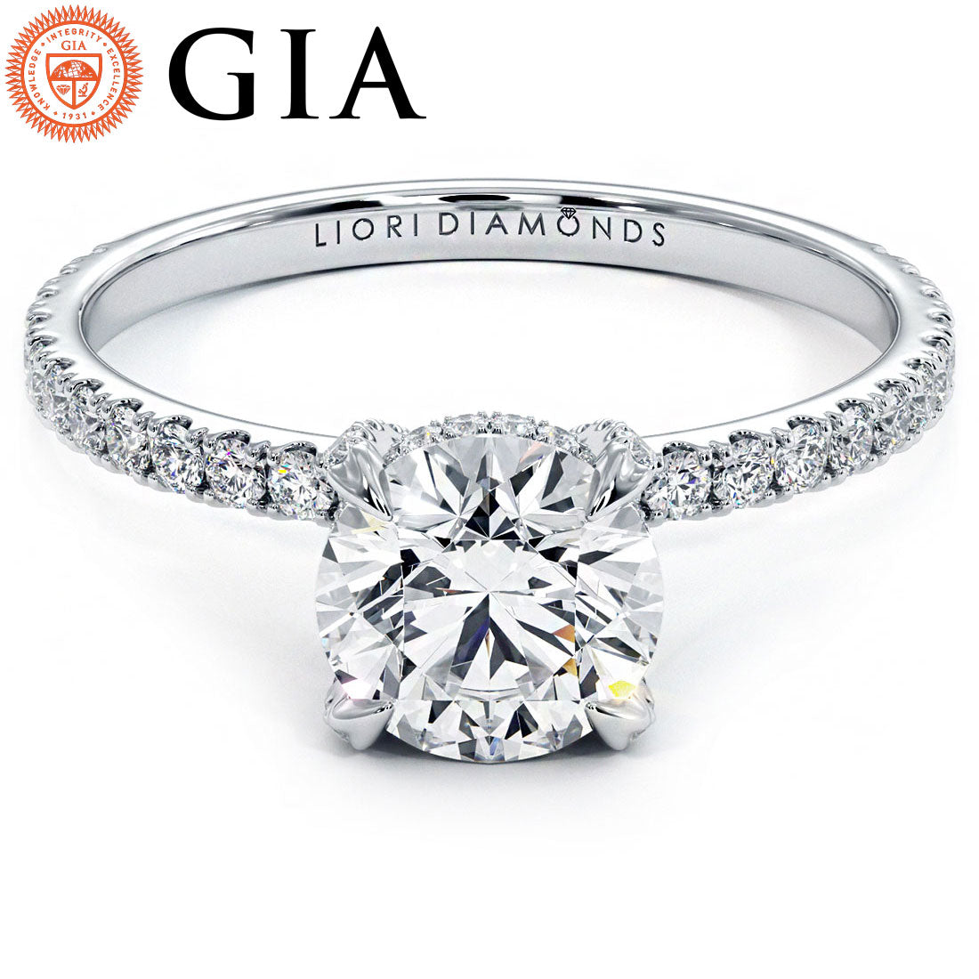 1 Carat Round Brilliant Petite Micropavé Eagle Prongs