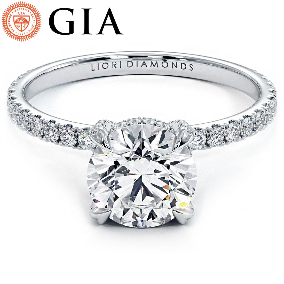 1.5 Carat Round Brilliant Petite Micropavé Eagle Prongs