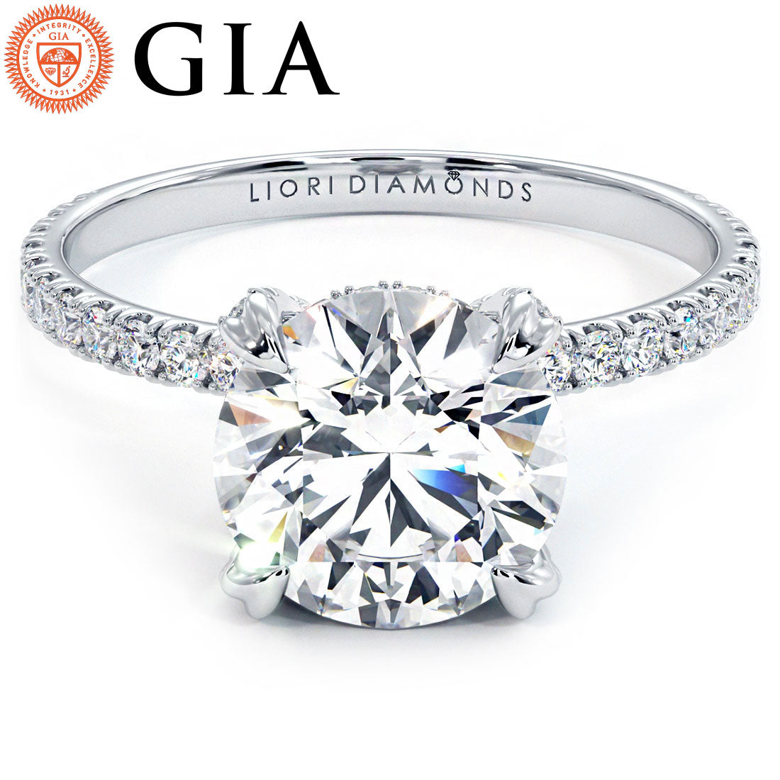 2 Carat Round Brilliant Petite Micropavé Eagle Prongs