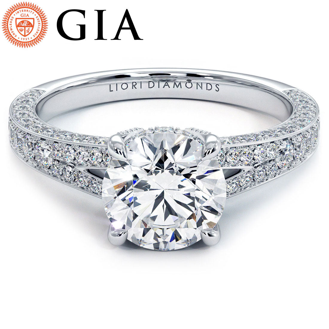 1.5 Carat Round Brilliant Micropavé Split Shank