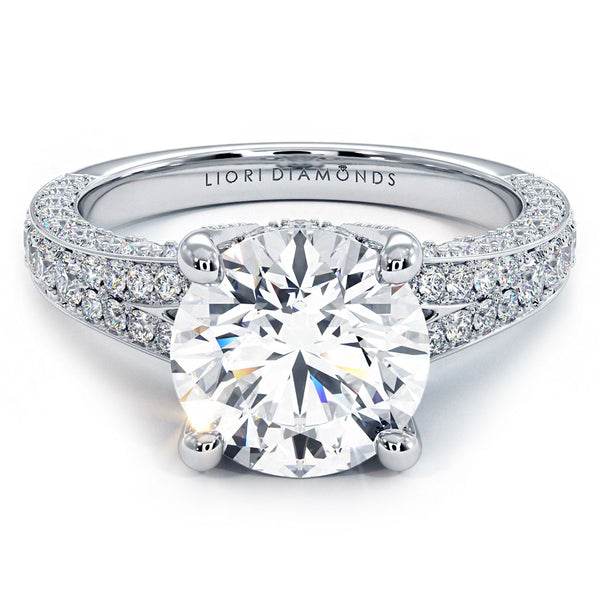 4.35ctw Round Brilliant Micropavé Split Shank Lab Grown Diamond Engagement Ring set in 14k White Gold