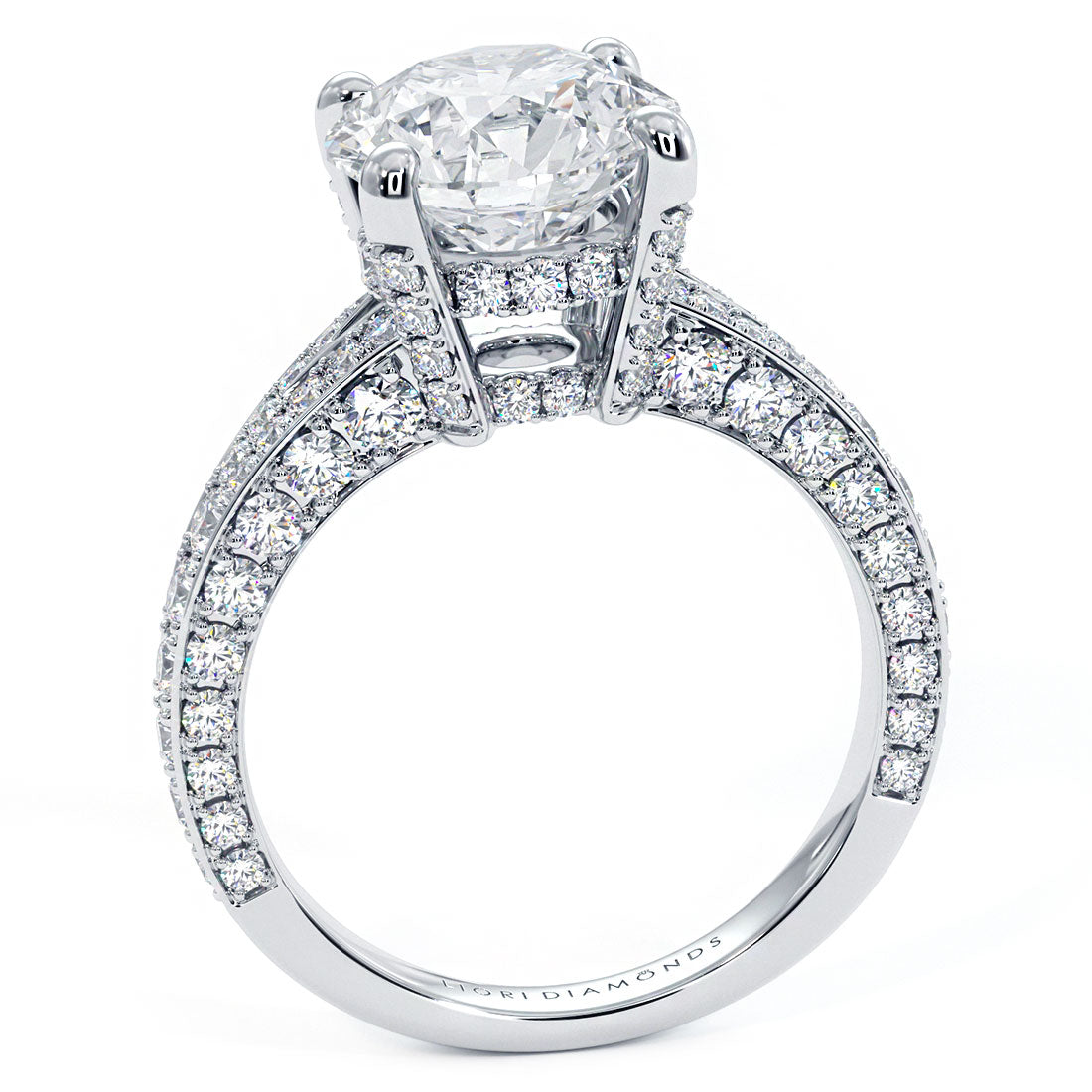 4.35ctw Round Brilliant Micropavé Split Shank Lab Grown Diamond Engagement Ring set in 14k White Gold