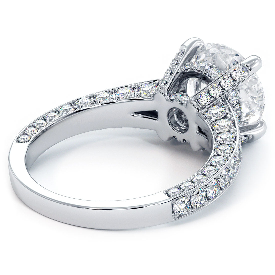 4.35ctw Round Brilliant Micropavé Split Shank Lab Grown Diamond Engagement Ring set in 14k White Gold