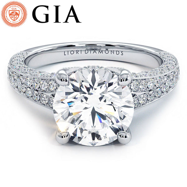 2.5 Carat Round Brilliant Micropavé Split Shank