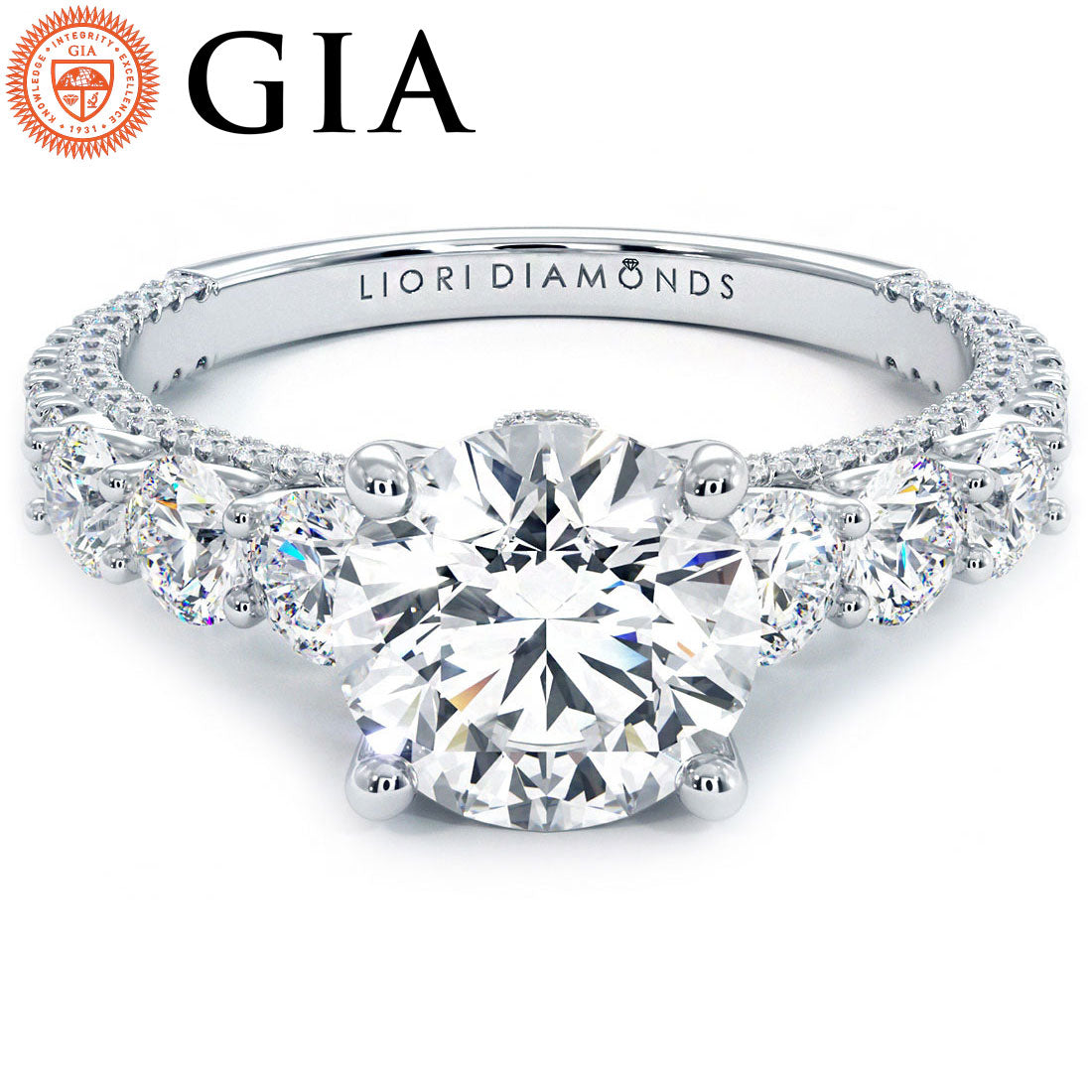 1.5 Carat Round Brilliant Micropavé Graduated U Prong