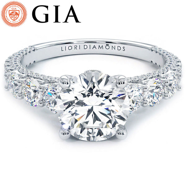 1.5 Carat Round Brilliant Micropavé Graduated U Prong