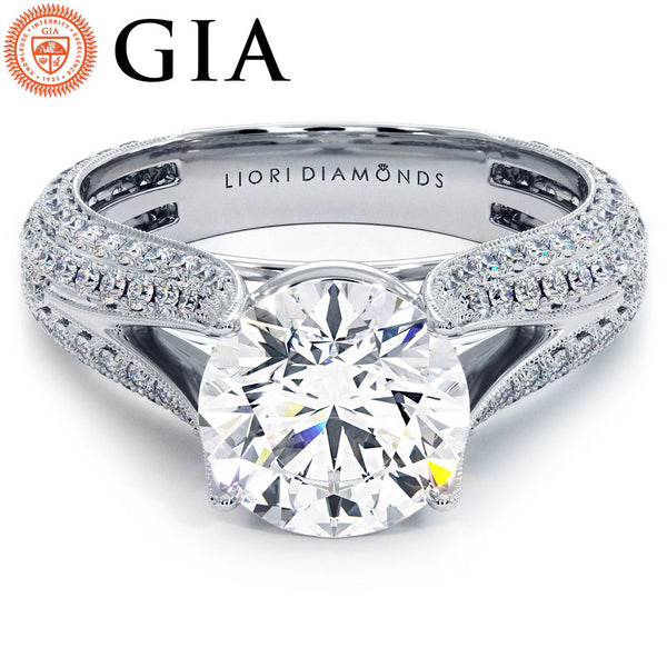 2 Carat Round Brilliant Micropavé Split Shank Cathedral