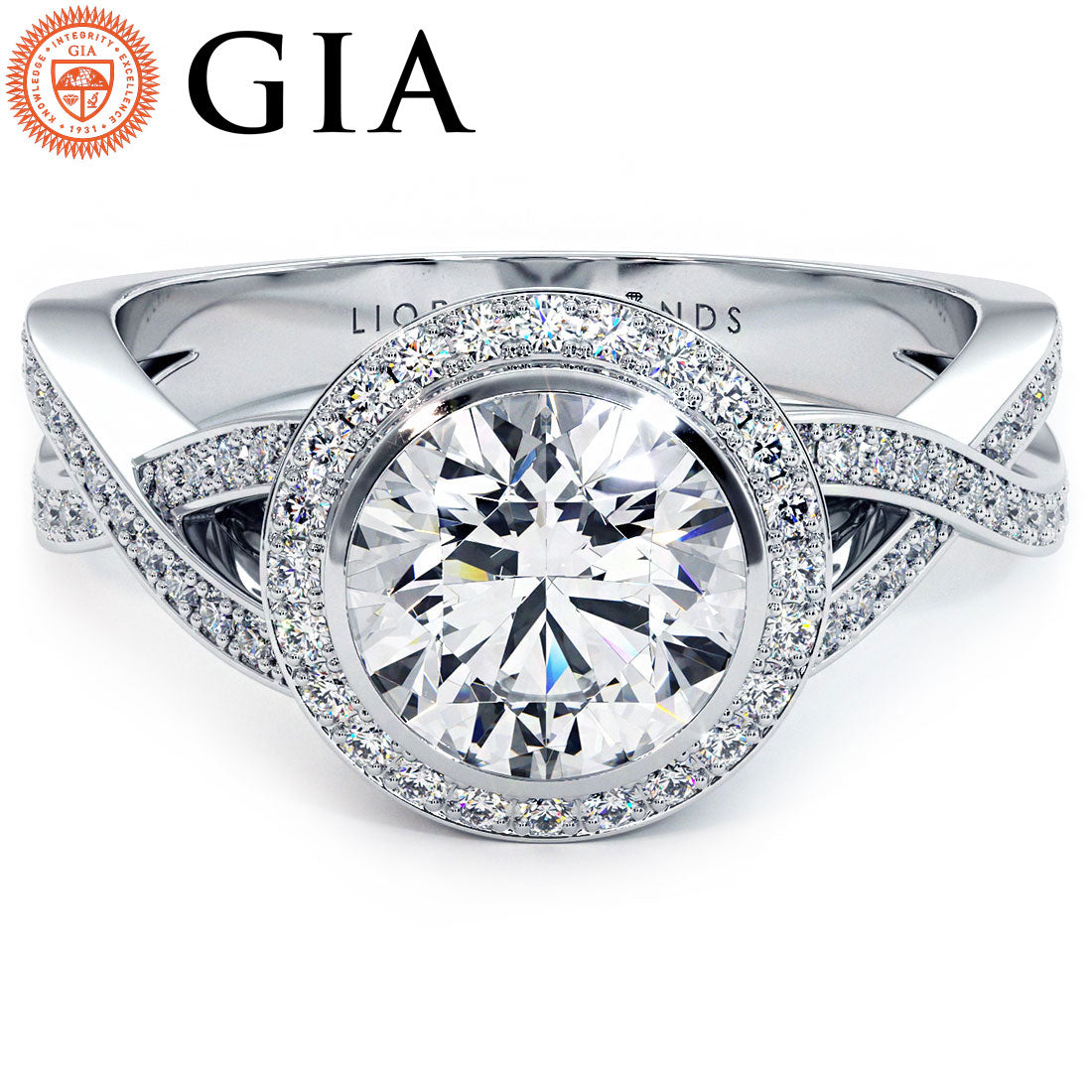1.5 Carat Round Brilliant Micropavé Bezel Set Infinity Twist