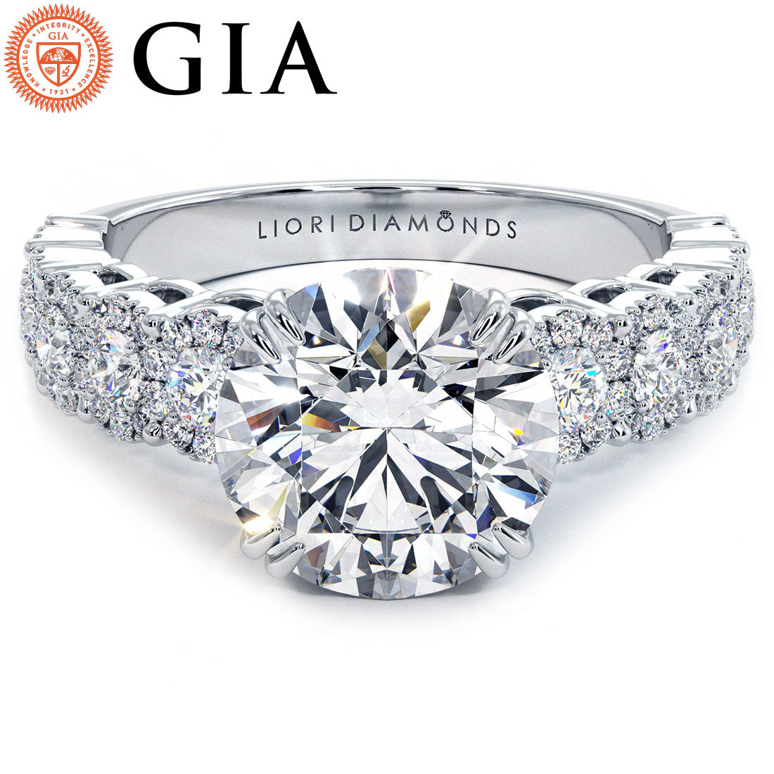 2 Carat Round Brilliant Micropavé Halo Set Shank