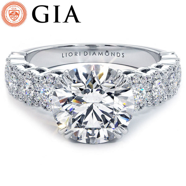 2 Carat Round Brilliant Micropavé Halo Set Shank