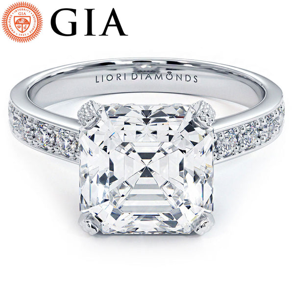4 Carat Asscher Cut Micropavé Milgrain Basket