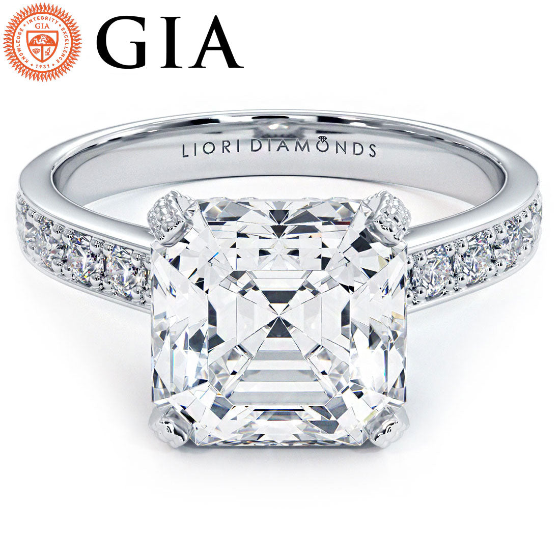 4 Carat Asscher Cut Micropavé Milgrain Basket