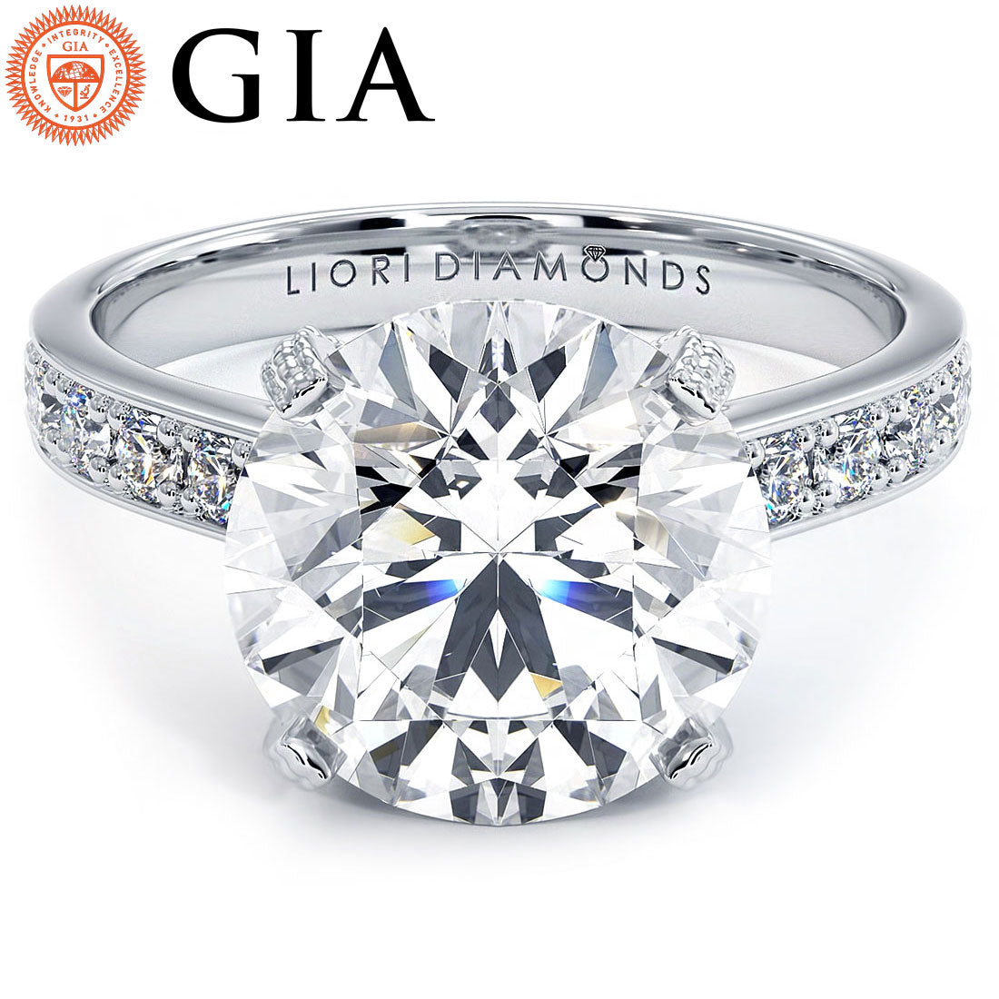 4 Carat Round Brilliant Micropavé Milgrain Basket