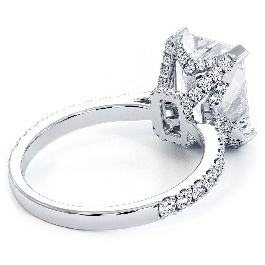 4.92ctw GIA Certified E-VVS2 Radiant Cut Petite Micro Prong Lab Grown Diamond Engagement Ring set in 14k White Gold