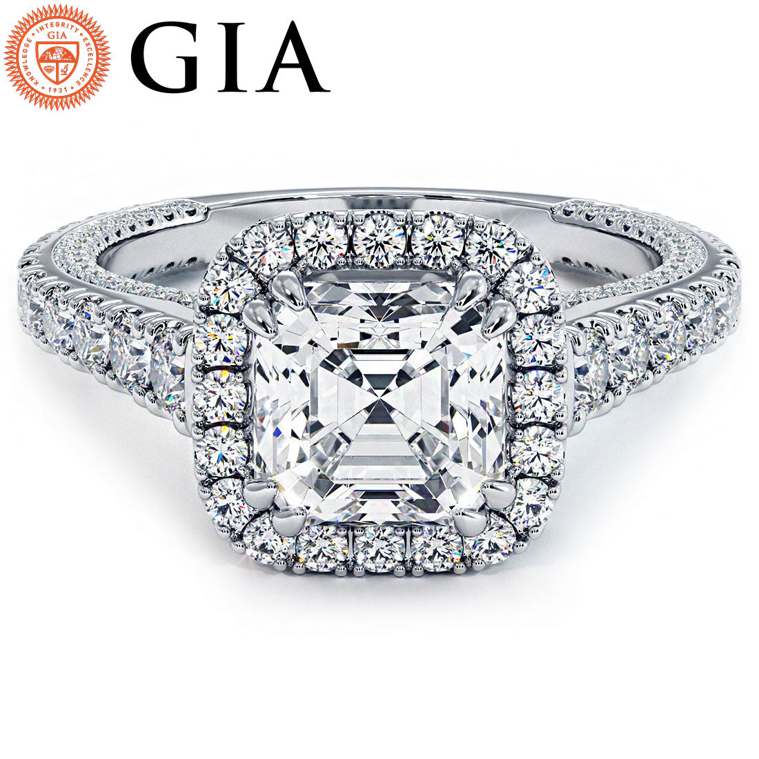 1.5 Carat Asscher Cut Micropavé Halo