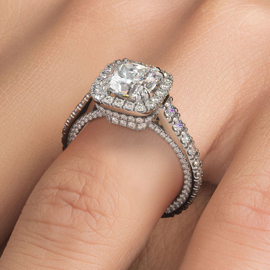 2 Carat Princess Cut Micropavé Halo