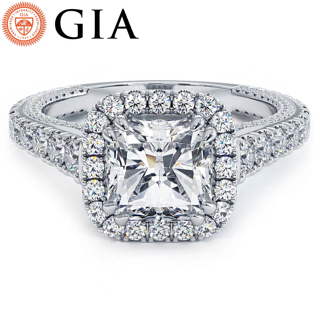 1.5 Carat Radiant Cut Micropavé Halo
