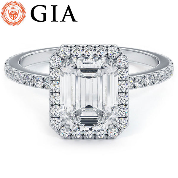 1.5 Carat Emerald Cut Halo Micropavé