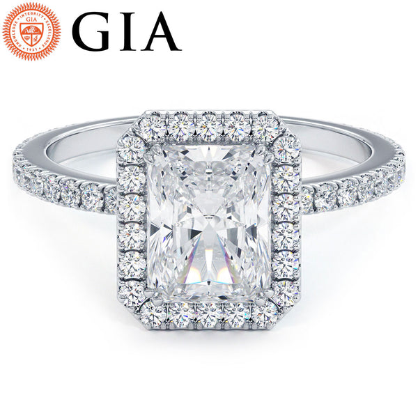 1.5 Carat Radiant Cut Halo Micropavé