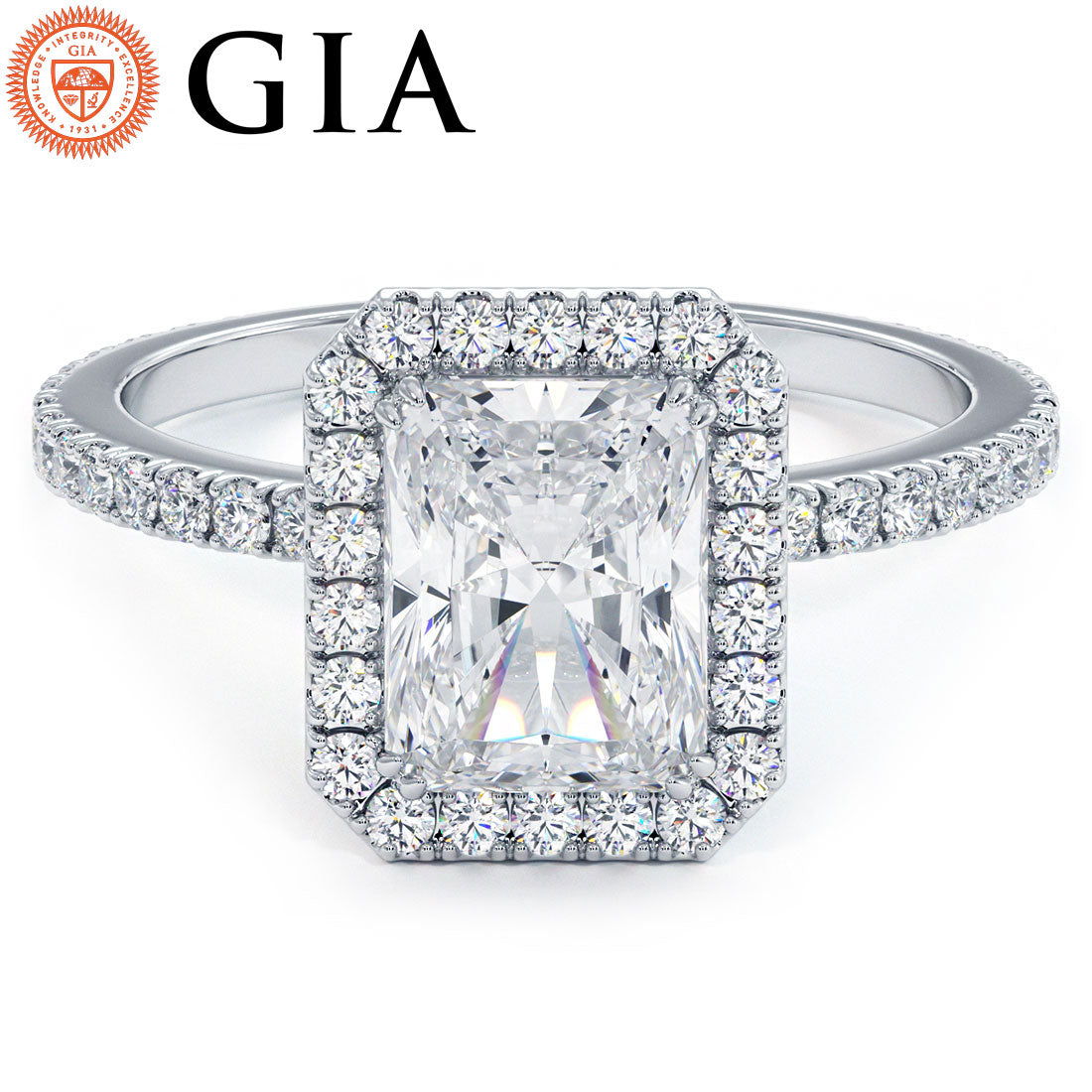 1.5 Carat Radiant Cut Halo Micropavé