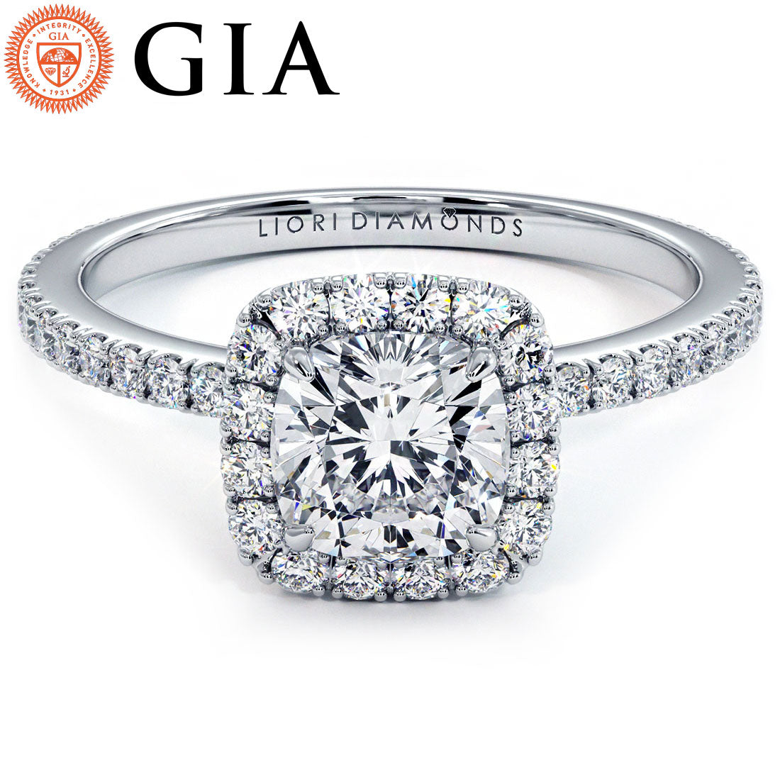 1 Carat Cushion Cut High Set Halo