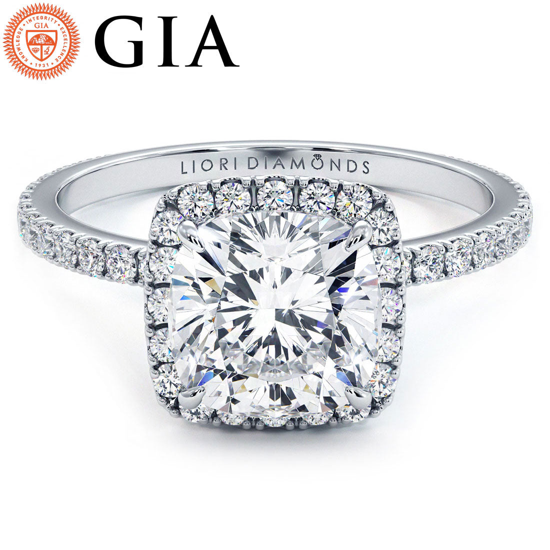1.5 Carat Cushion Cut High Set Halo